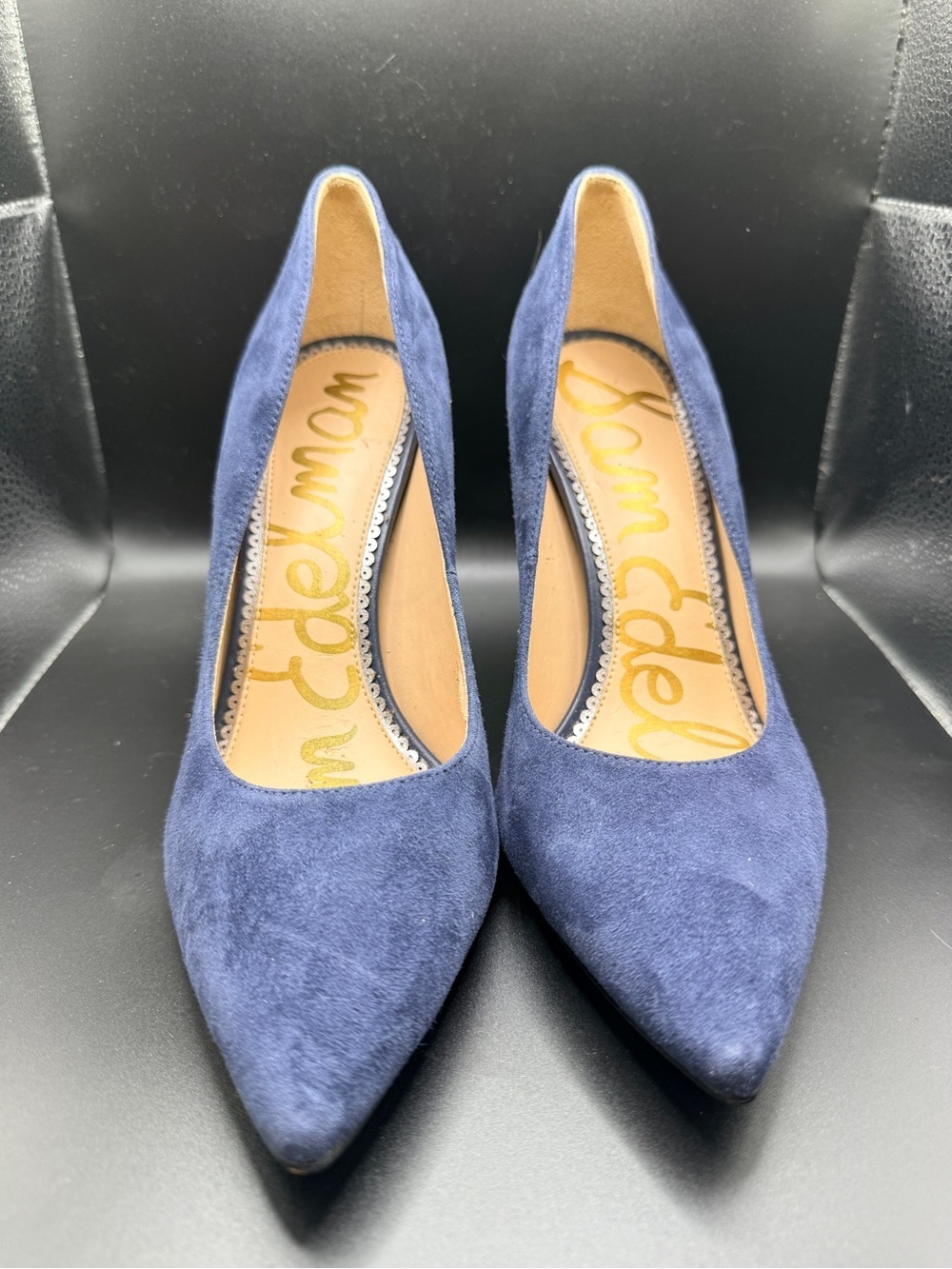 Sam Edelman Hazel Blue Suede Pointed Toe Stiletto Pumps Heel size 7